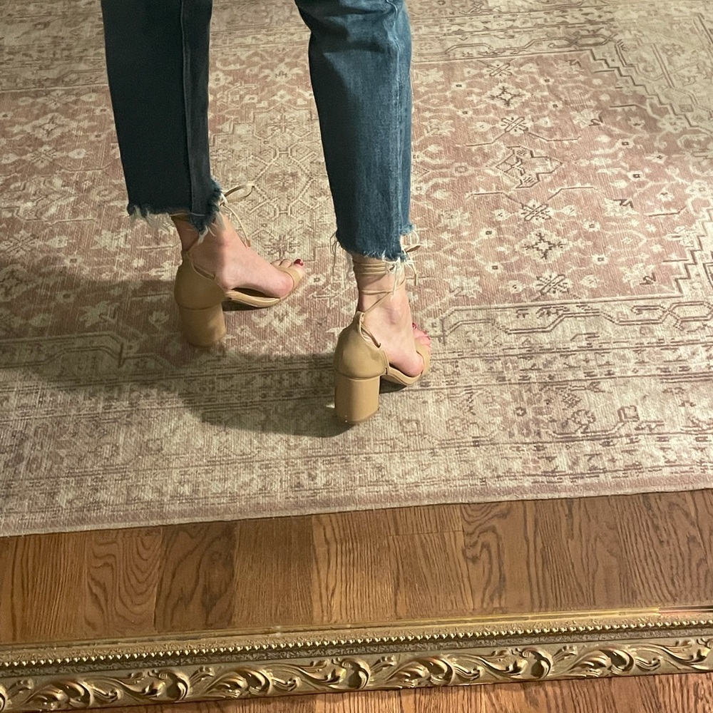 Nude lace up block heels size 8